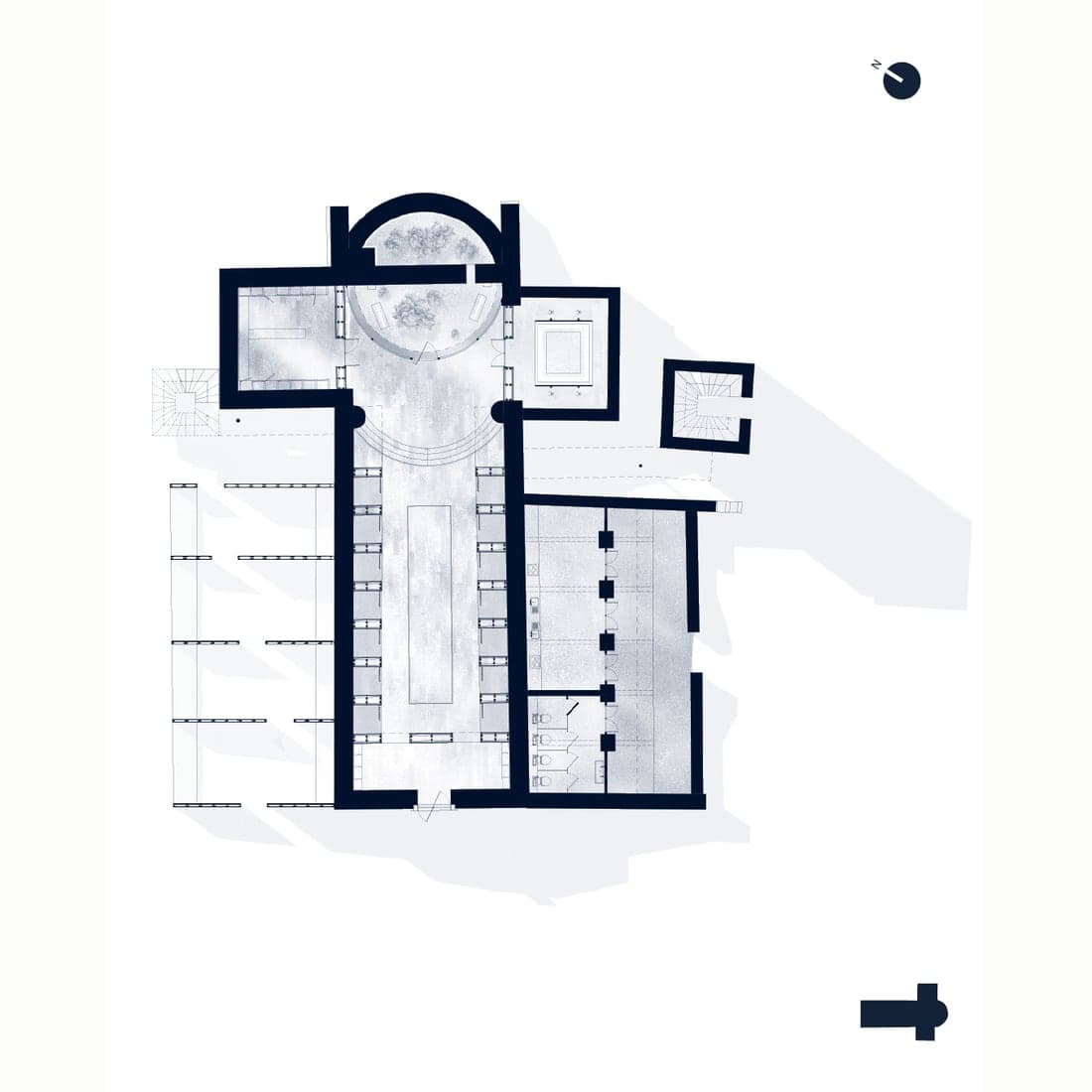 Monade — abbaye d’Orvinio — Plan masse