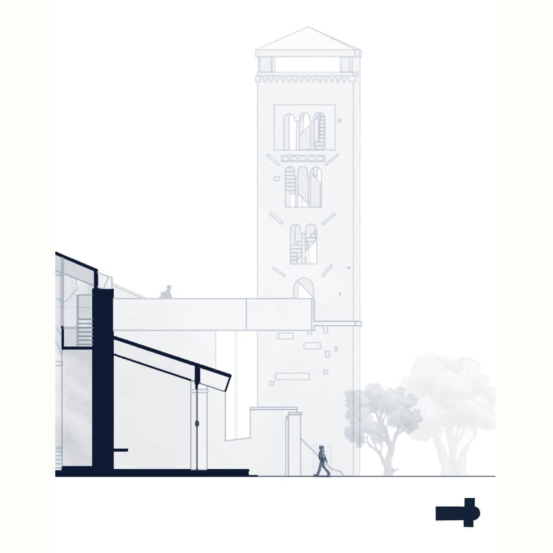 Monade — abbaye d’Orvinio — Coupe longitudinale