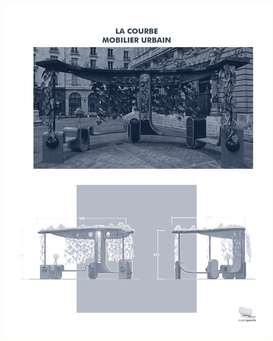 La Courbe — banc urbain — détail