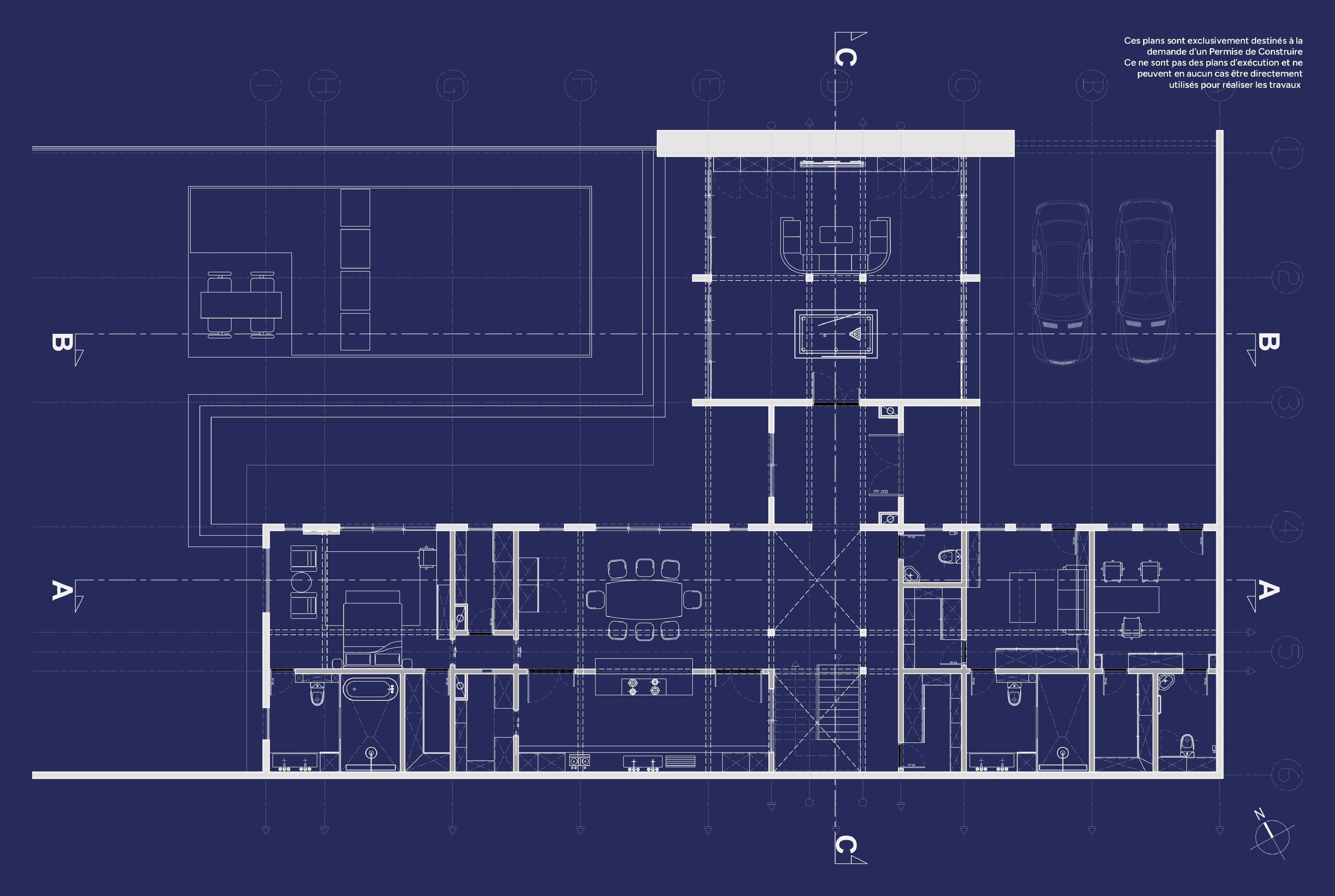 Villa contemporaine, Dakar, Plan du rez-de-chaussée