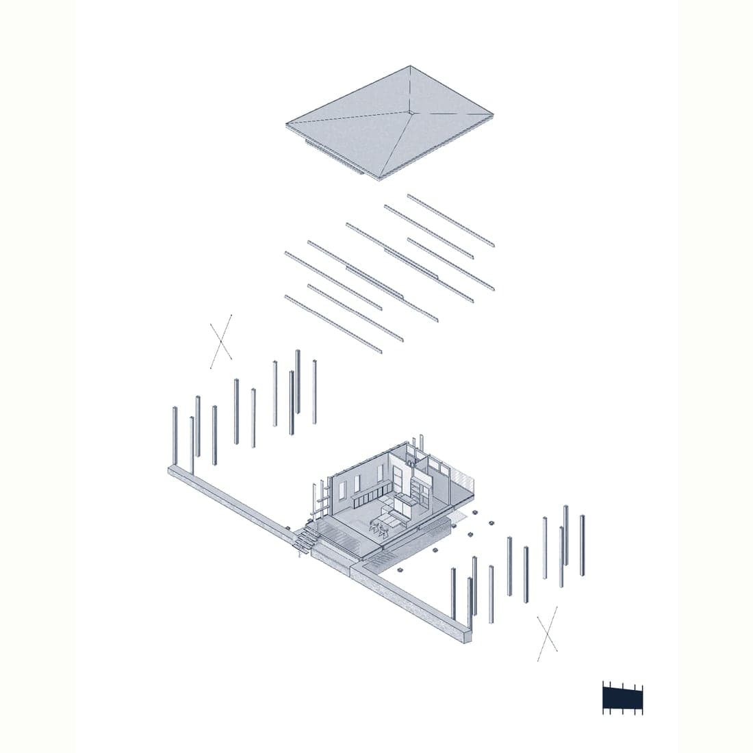 Poïétique Habitat — l’atelier des saisons — Axonométrie